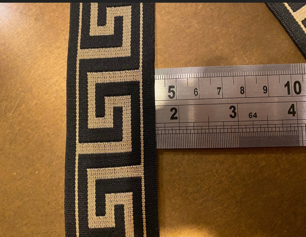 4cm Greek Key Stretch Tape Black Gold