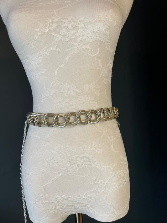 X-long Chunky Chain Belt, Heavy Chain Belt, Silver, Gold, Fashion Belt, Teen Sizes, Plus Sizes, Silver Metal Belt, Handmade, FAN Design