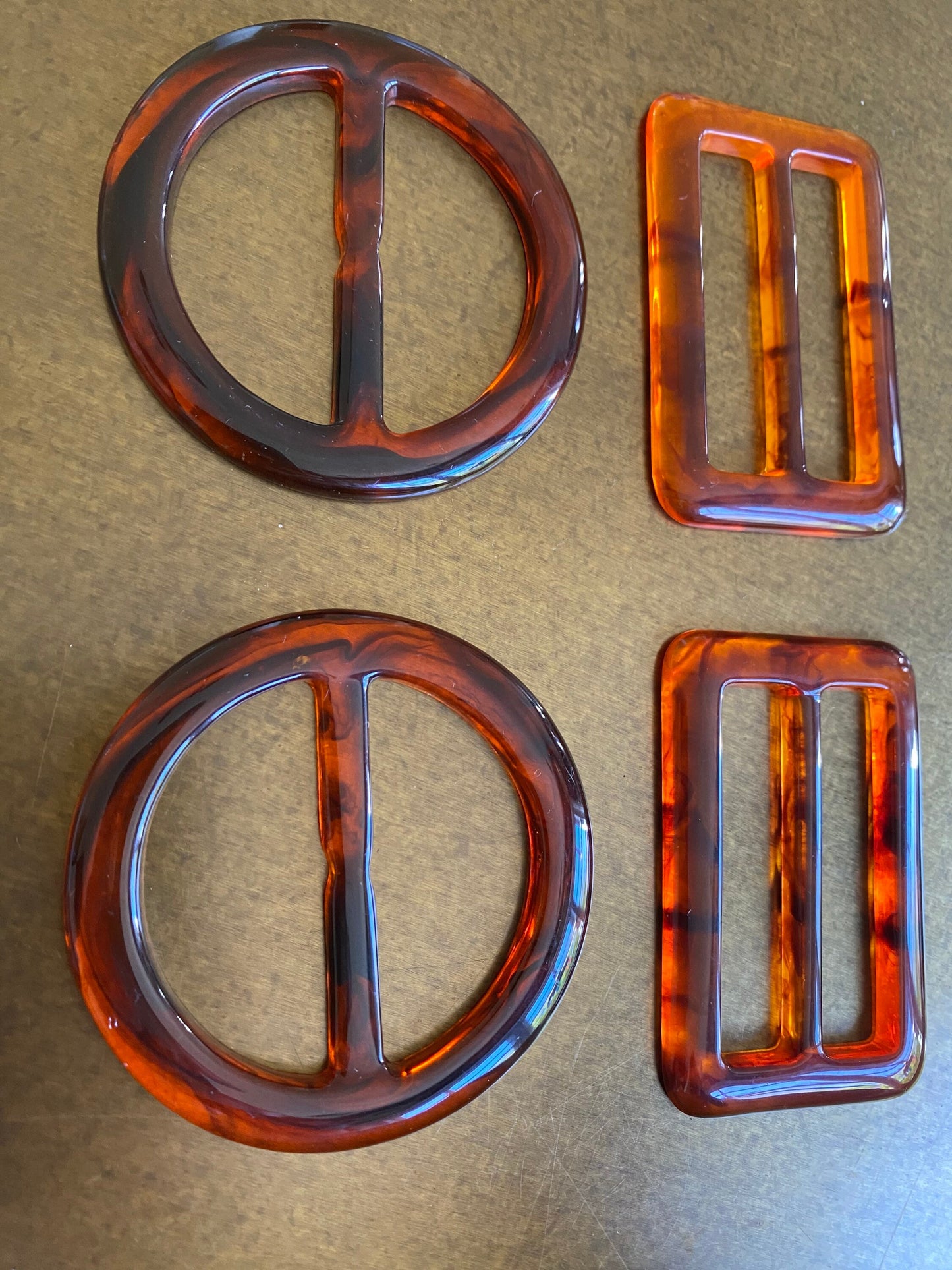 Buckles, Tortoiseshell Buckles, Horn Buckles, Round, Rectangle, 2” Bar, 1.5” bar