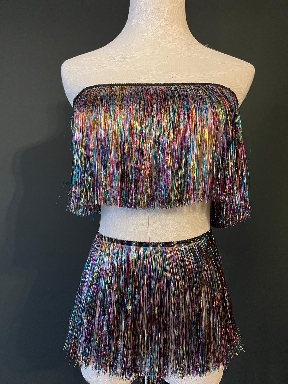 8” Wide Fringe, 17 Colours, Tinsel Fringe, Tassel Fringe, Dance Costume Trimming, Clothing, Crafting, High Dense Quality, Multi-Colour