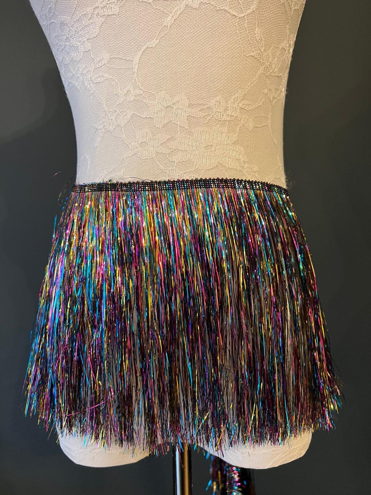 8” Wide Fringe, 17 Colours, Tinsel Fringe, Tassel Fringe, Dance Costume Trimming, Clothing, Crafting, High Dense Quality, Multi-Colour