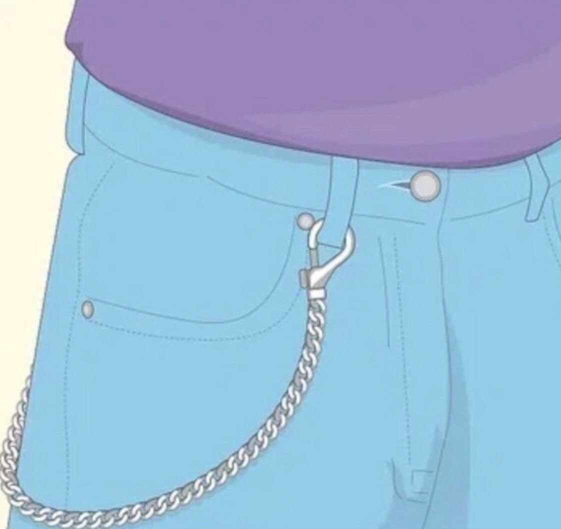 Layered Jeans Chains, Street Fashion, Hip Hop, 2 size selection, Silver, 2 Layers, Gold, Silver