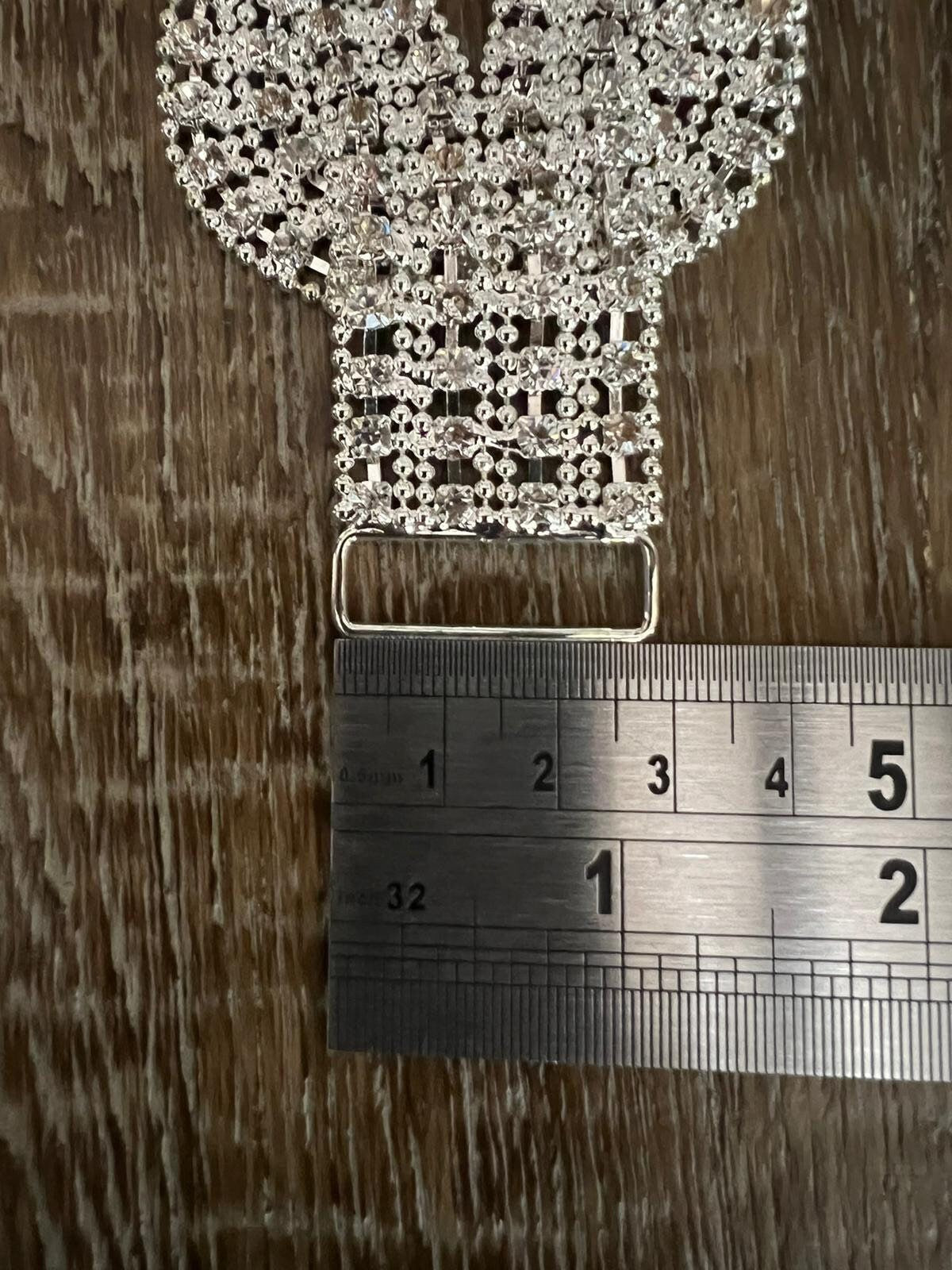 Diamanté Jewel Buckle, Silver Rhinestone Jewel Buckle for clothing, bridal wear, bags, 14cm Long