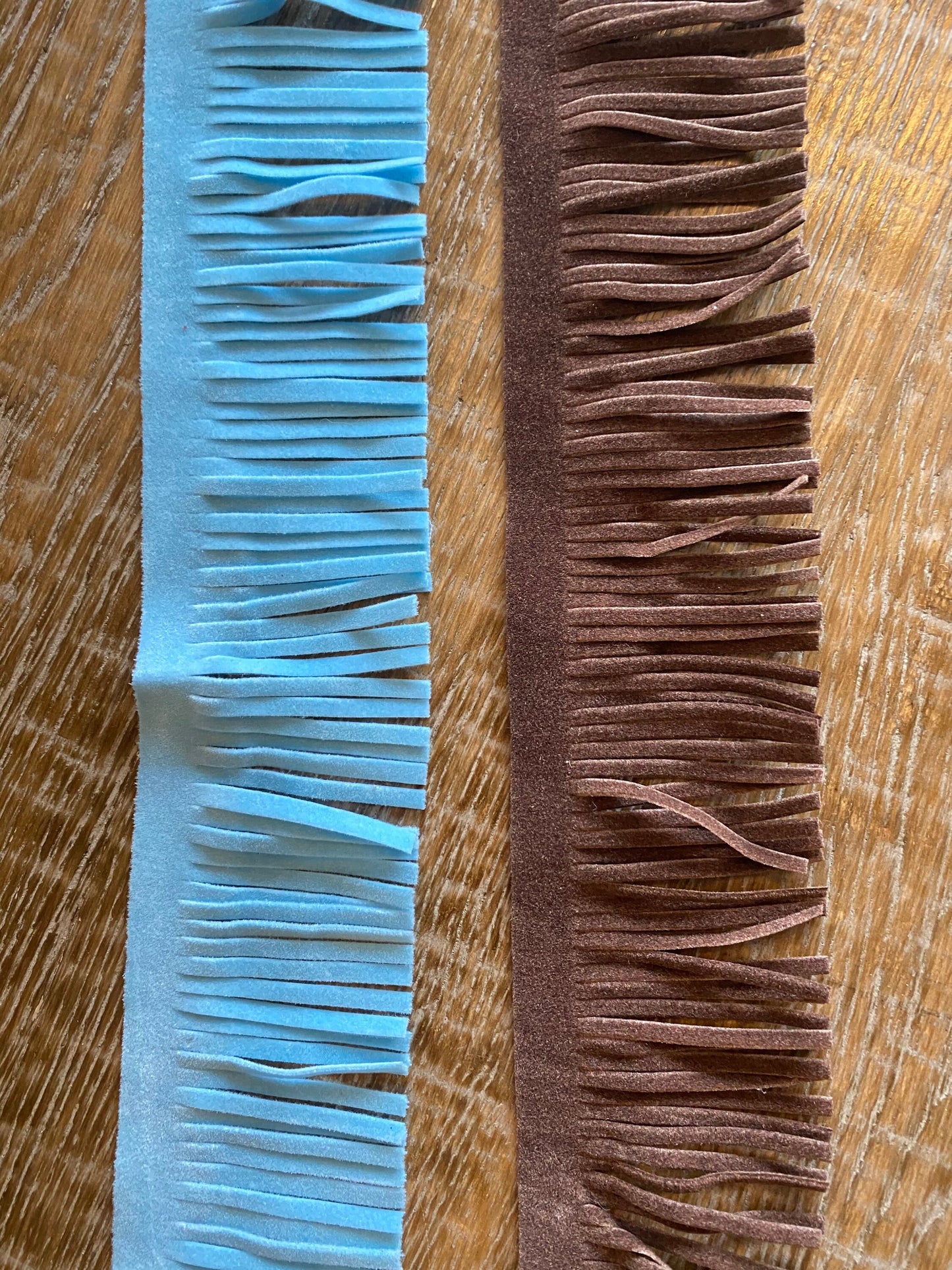 Blue & Brown Faux Suede Fringe, Vegan Trim, Sewing Crafts, 2inch