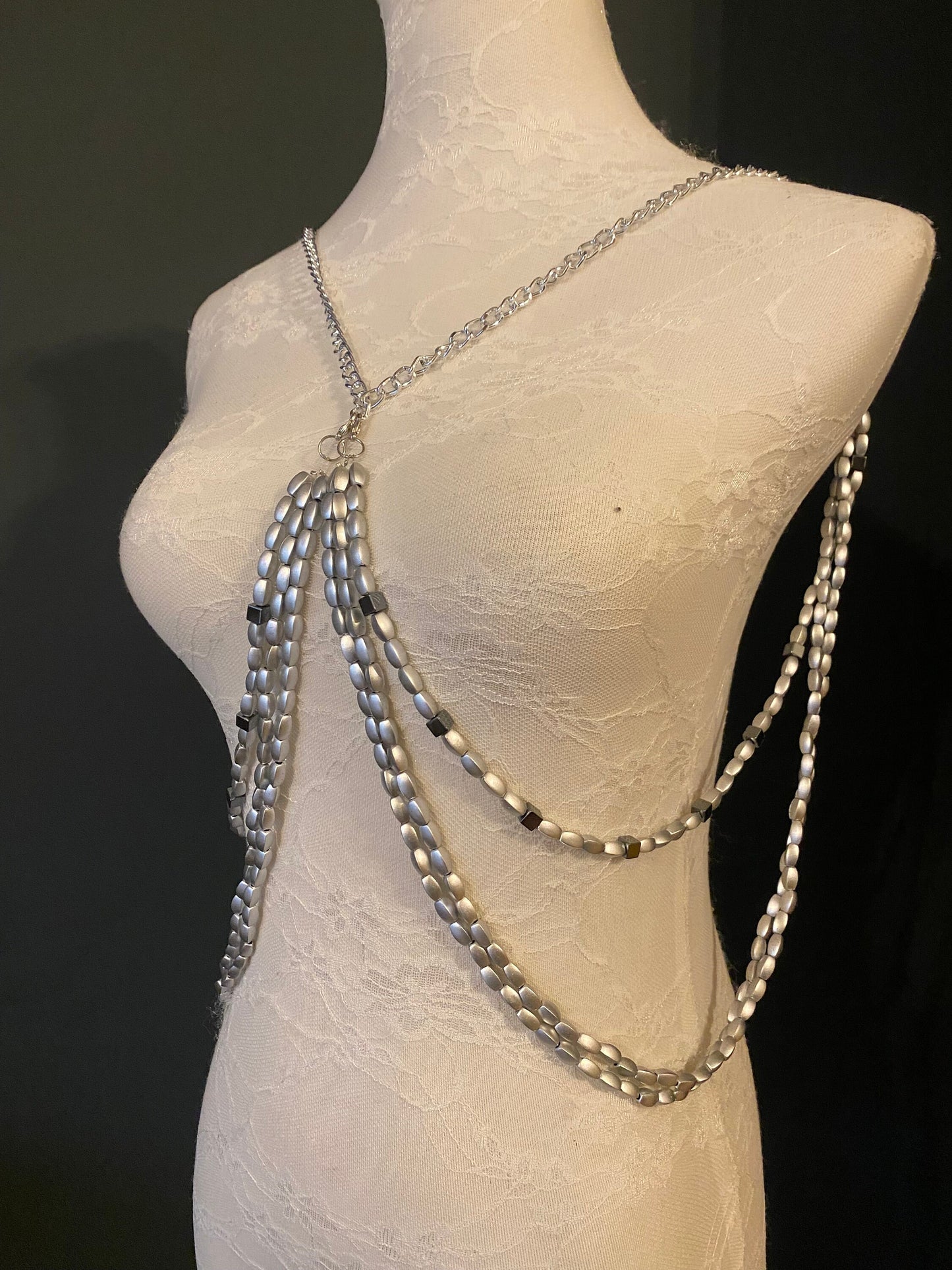 Body Chain, Festival Chain, Silver Body Chain, Gift, Fan Design, Accessory, Festival wear, Resort