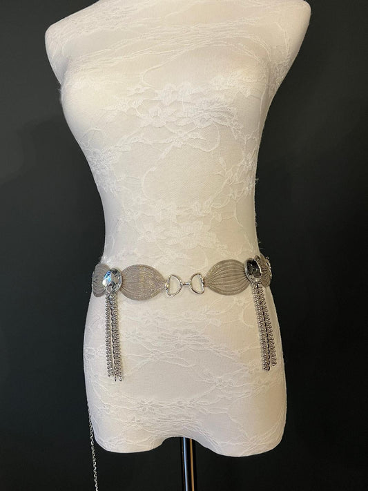 X-long Chain Belt, Rhinestone Chain Belt, Fashion Belt, Fashion Accessory, UK sizes 4-36