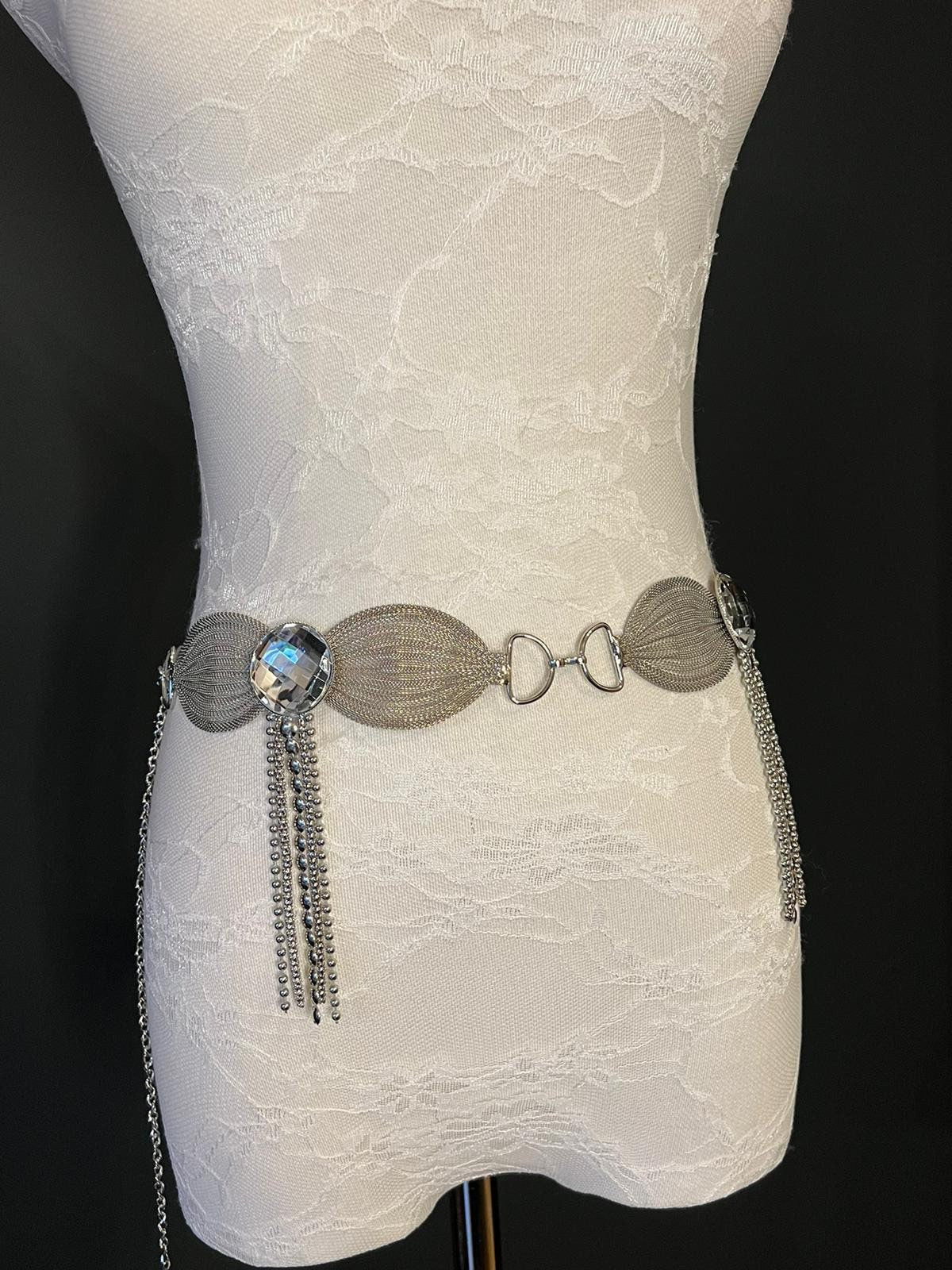 X-long Chain Belt, Rhinestone Chain Belt, Fashion Belt, Fashion Accessory, UK sizes 4-36