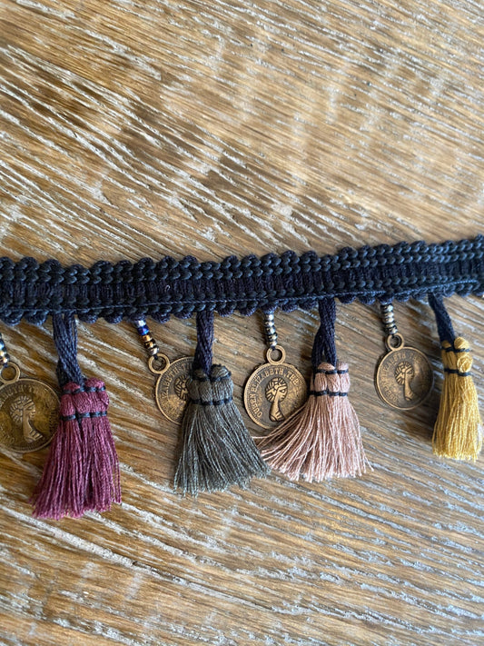 Vintage Style 2" Tassel Coin Trim, Furnishing & Clothing