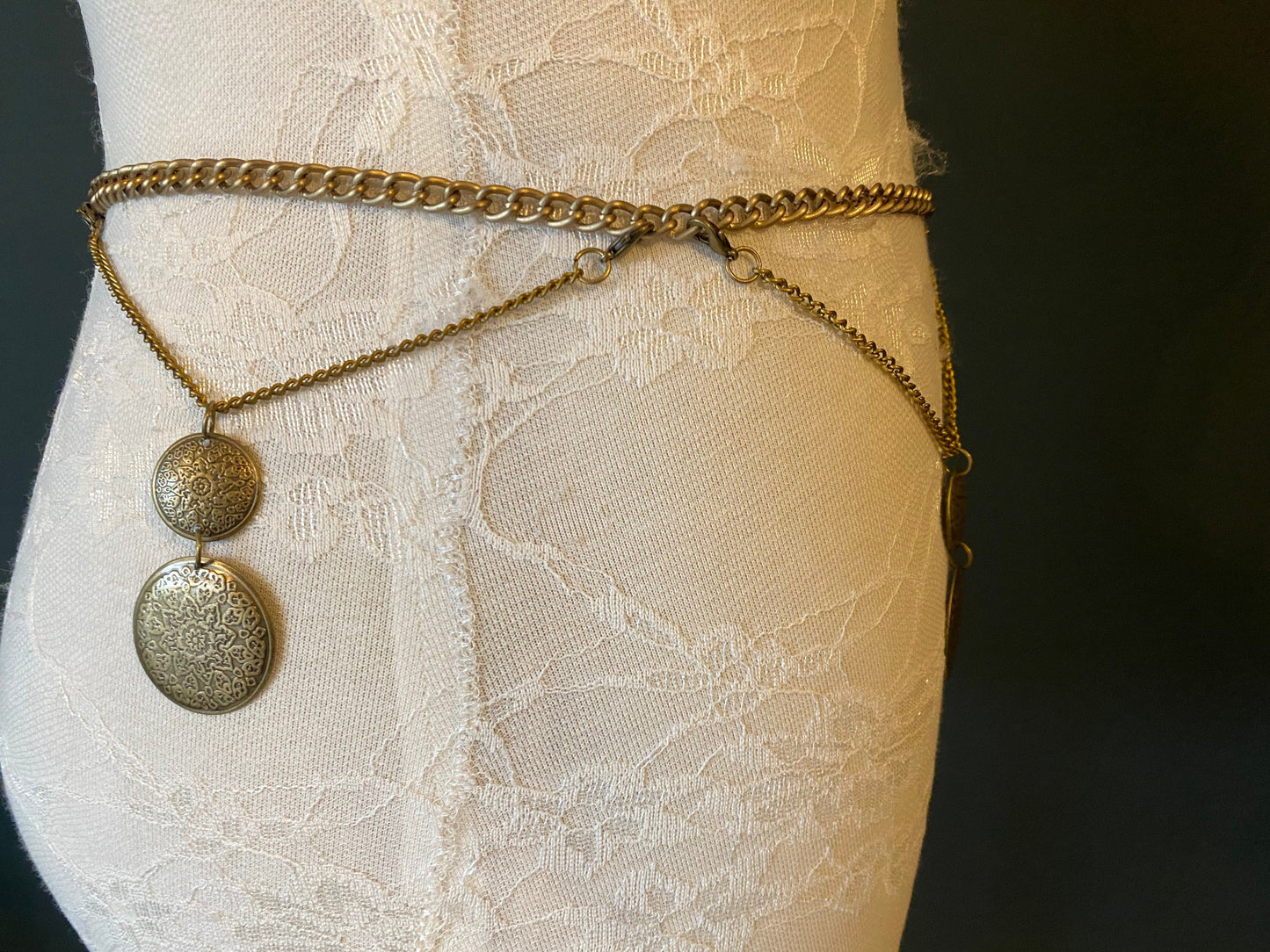 X-long belt, Boho belt, Antique Brass Belt, Coin Tassel Belt, Festival, Vintage look belt, Sizes 18”-60”, FAN Design