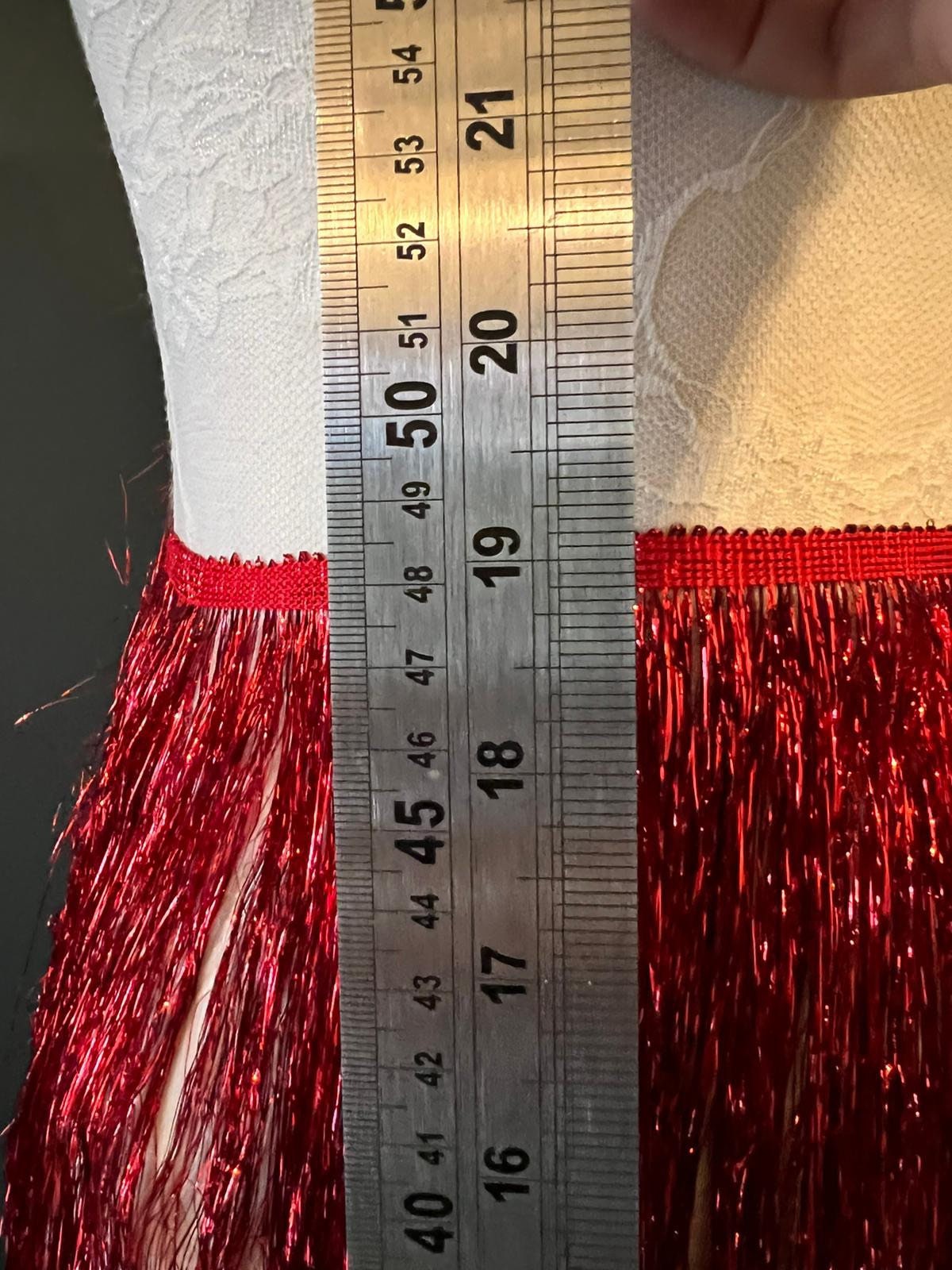 Red Tinsel Fringe, 19" Long, Dance Costume Trimming