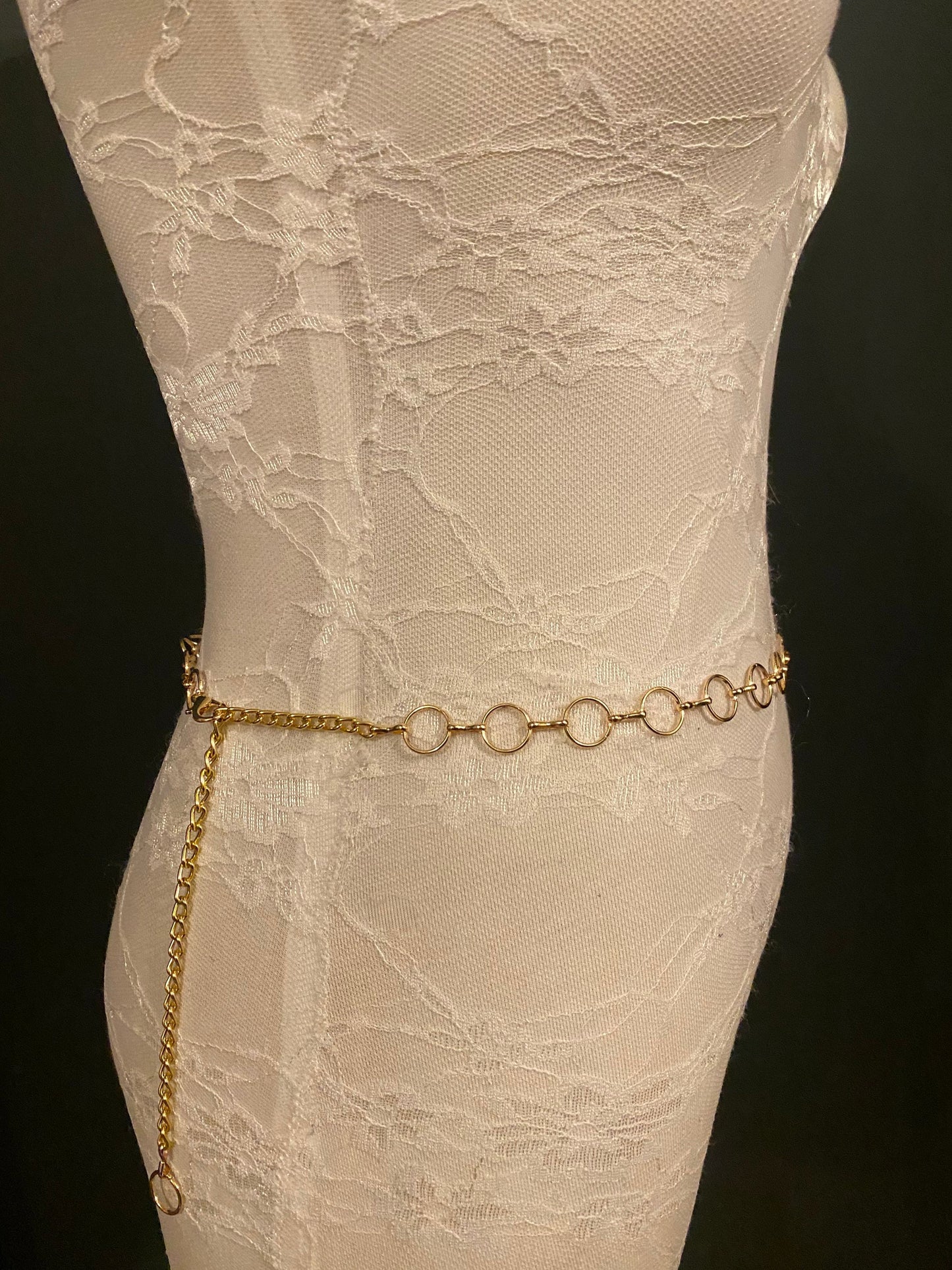 X-long Ring Belt, Gold Ring Belt, 1.5cm Rings, Fashion Belt, Swimwear, Accessory, Gold, UK Sizes 2-40