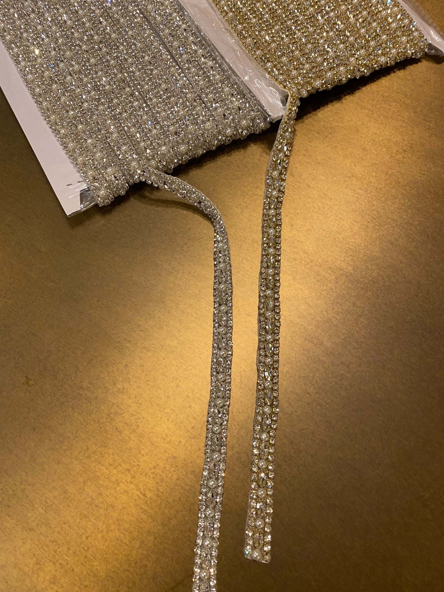 Loose Rhinestone Diamante Chain, Pearl & Rhinestone Trim, Wedding, Dresses, Belt Bridal Bead Appliqués, Silver, Gold, Heat Seal