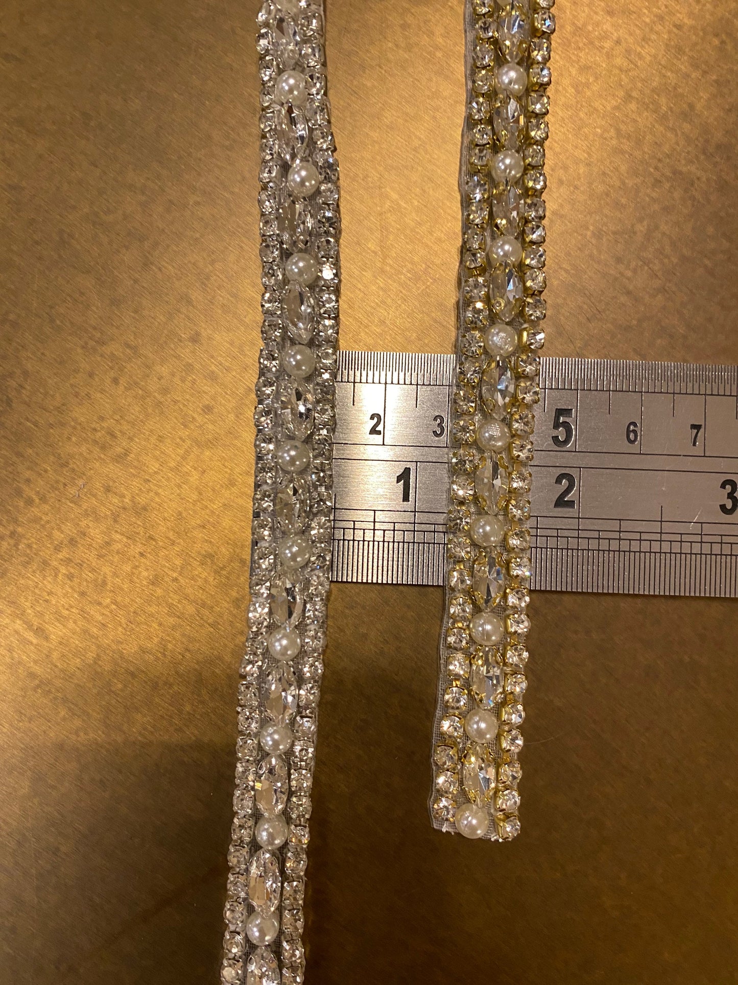Loose Rhinestone Diamante Chain, Pearl & Rhinestone Trim, Wedding, Dresses, Belt Bridal Bead Appliqués, Silver, Gold, Heat Seal