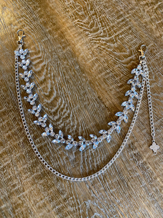 Jeans Chain, Punk Chain, Fashion Jeans Chain, Silver Jeans Chain, Diamanté Jeans Chain, Two row chains, Gift