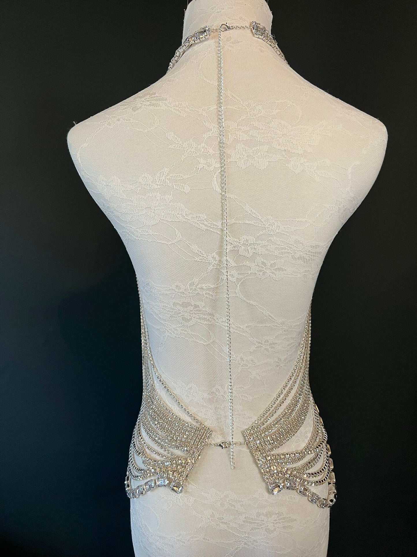 Rhinestone Body Chain, Diamanté Costume, Club Wear, Festival, Exclusive Design, Body Jewellery, Elegant Body Jewellery, FAN Design