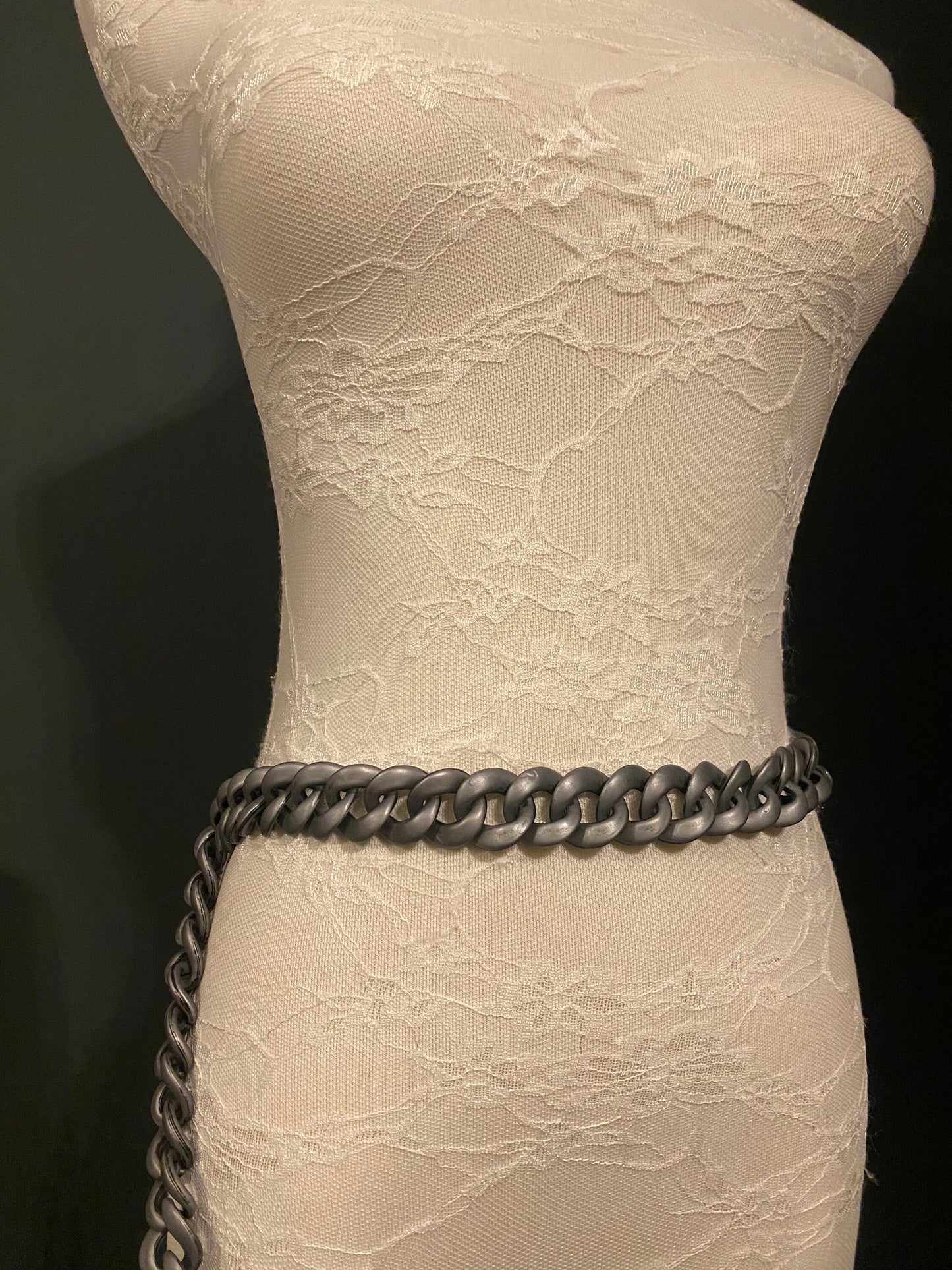 X-long Belt, Grey Chain Link Belt, Lightweight Chain Belt, Grey, Fashion Belt