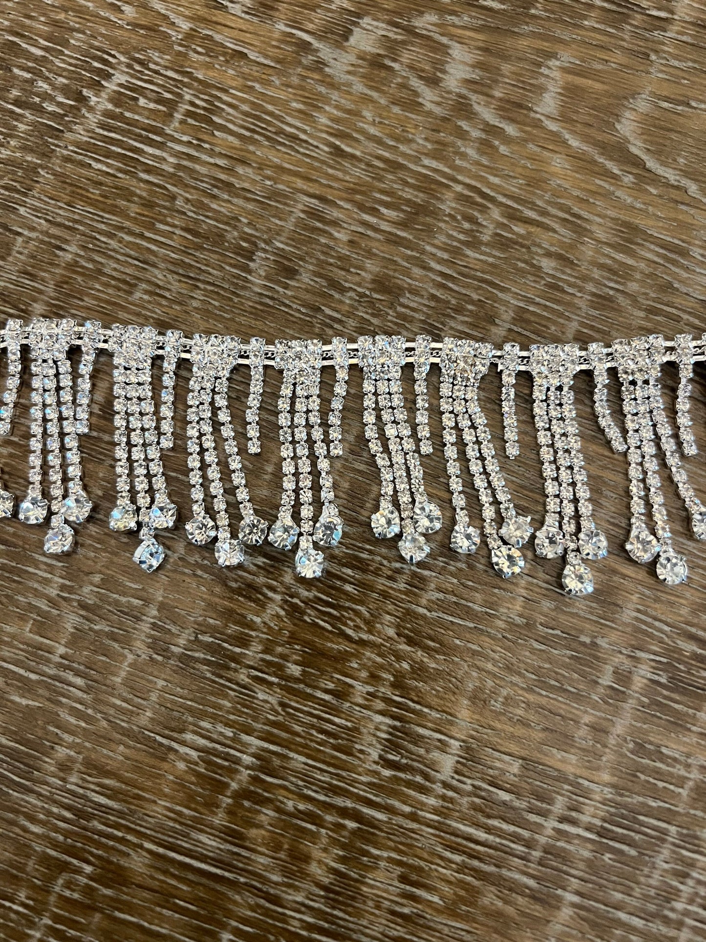 Diamanté Rhinestone Fringe Trim, Bridal Headwear, 4.8cm Drop