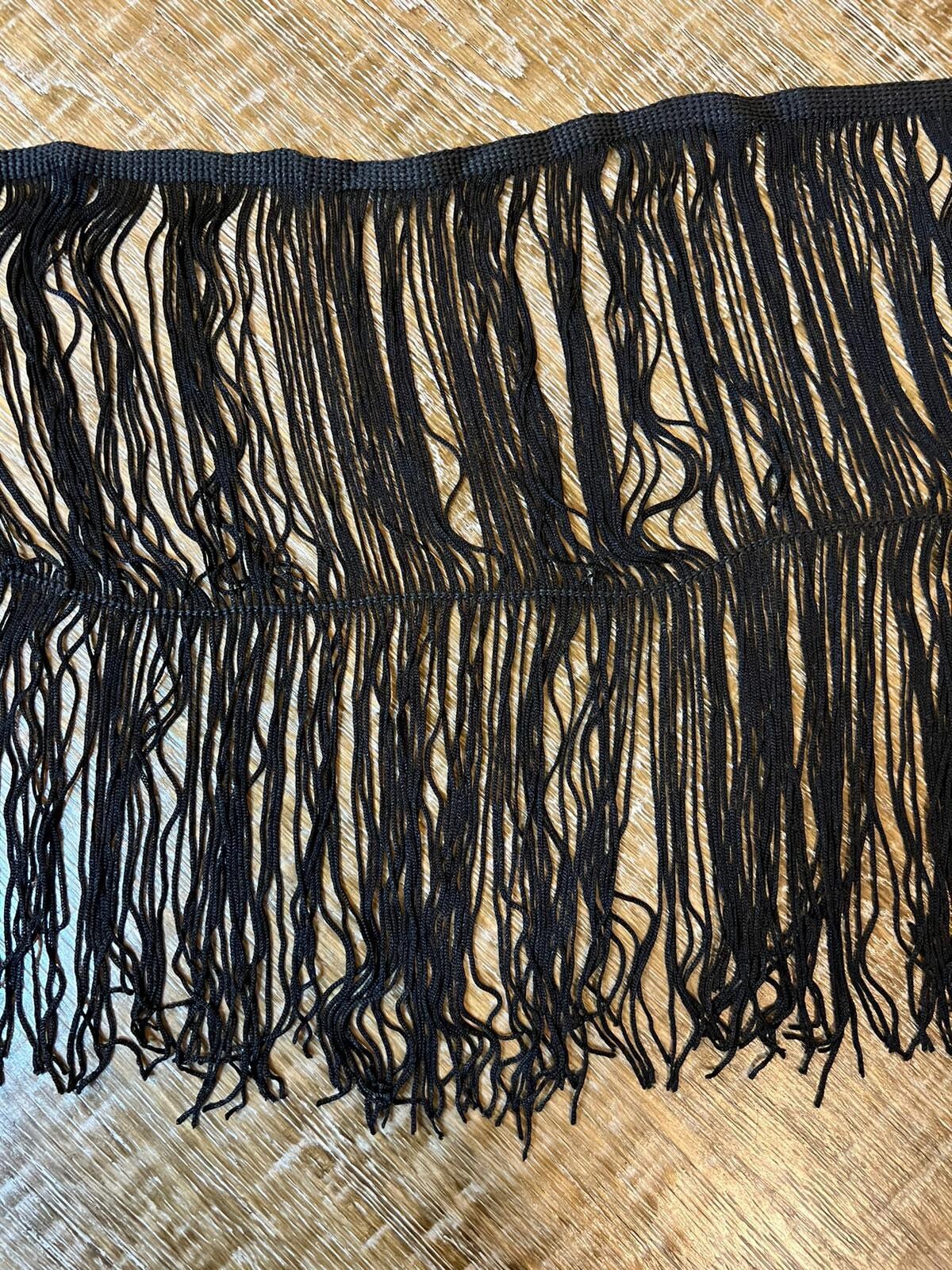 12” Drop Fringe Trim, Black or White Tassel Trim