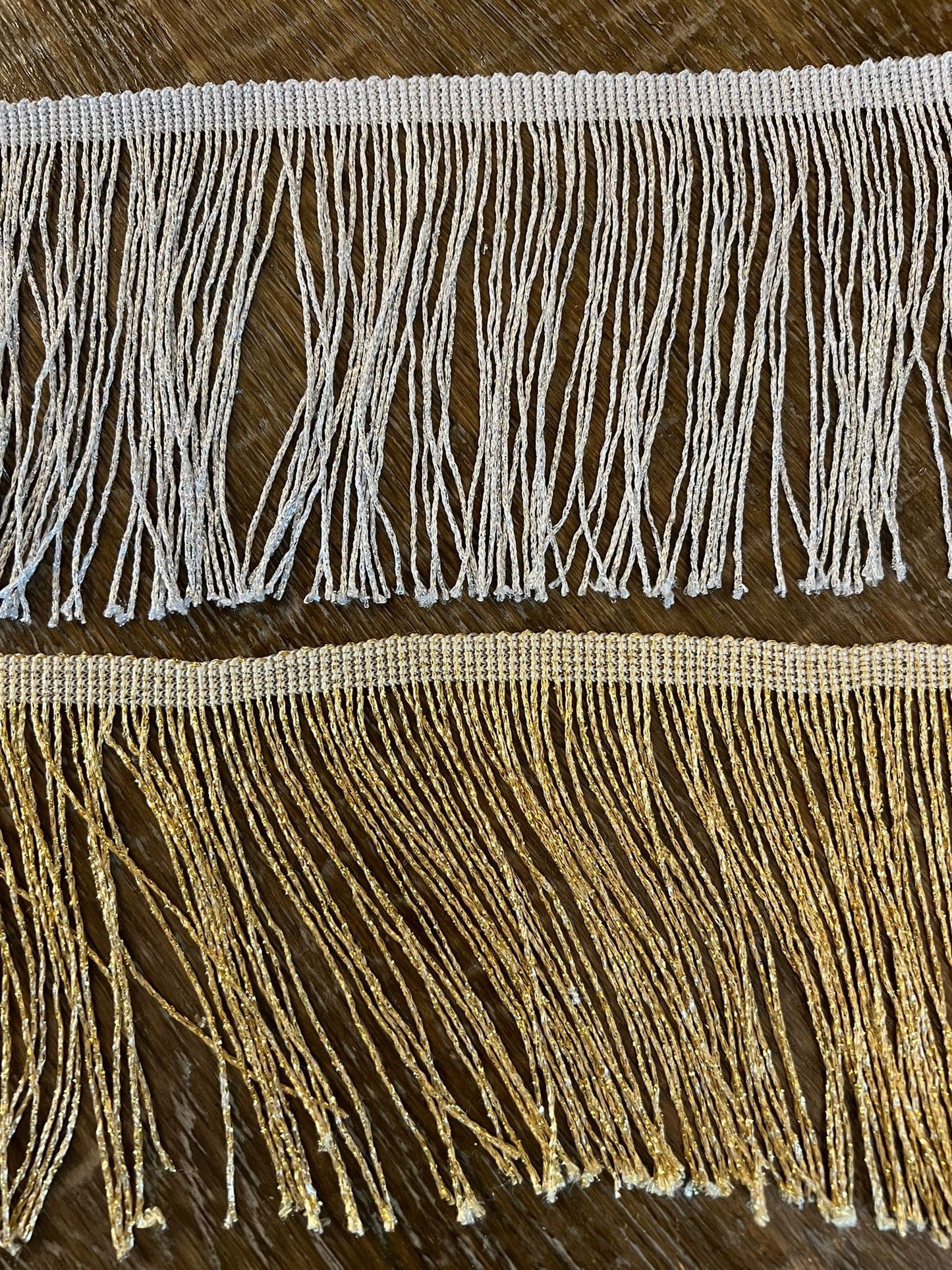 Lurex Fringe, 4” Wide, Fringe trimming, 10.5cm Wide Fringe, Silver, Gold