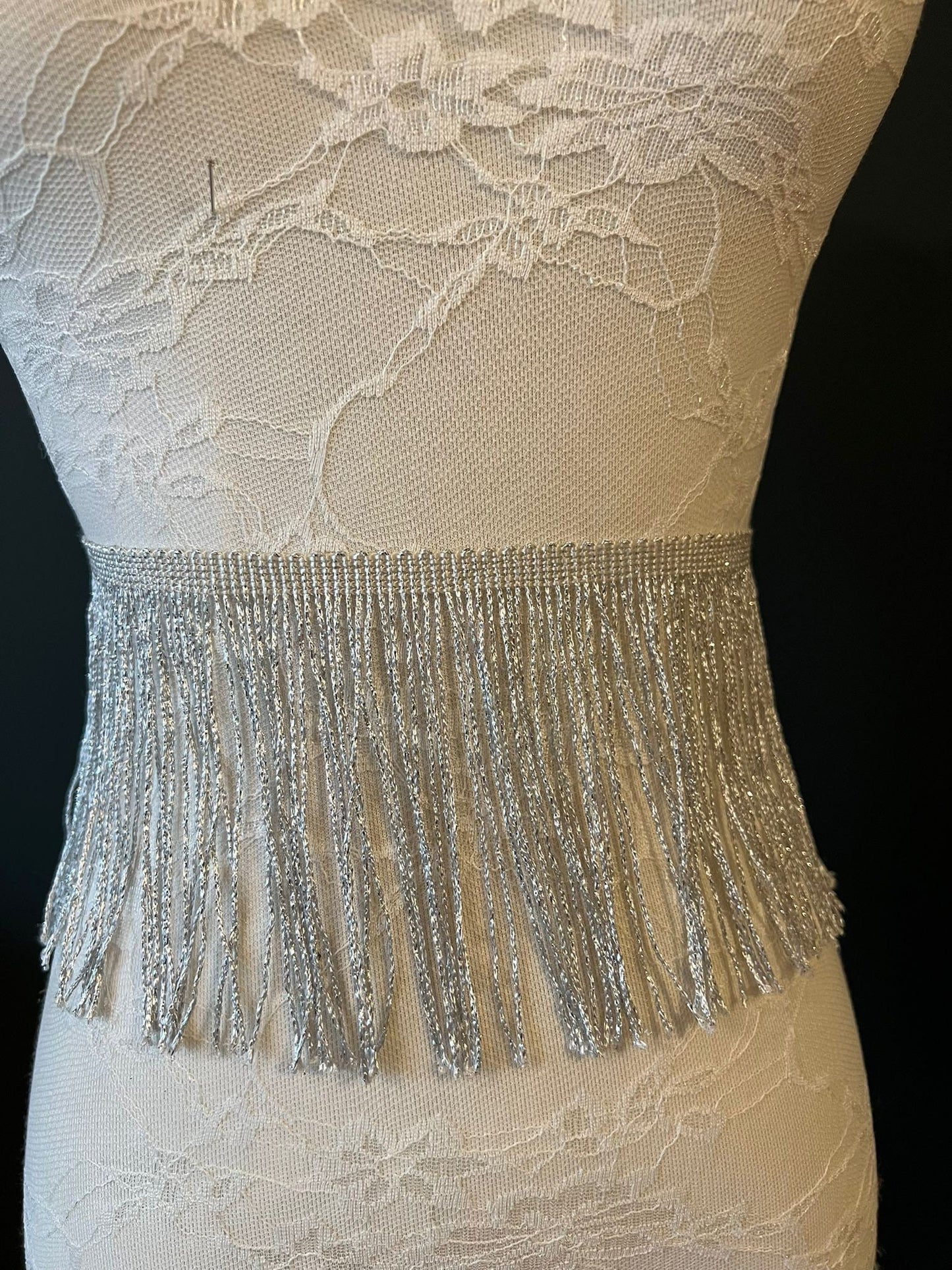 Lurex Fringe, 4” Wide, Fringe trimming, 10.5cm Wide Fringe, Silver, Gold