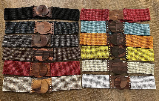 Boho Beaded Belt, Bohemian Belt, Boho Clothing, Hippie Elegant Belt, Ethically Made Belts, Wooden Belt, Stretchy Bead Belt, Fashion Belts