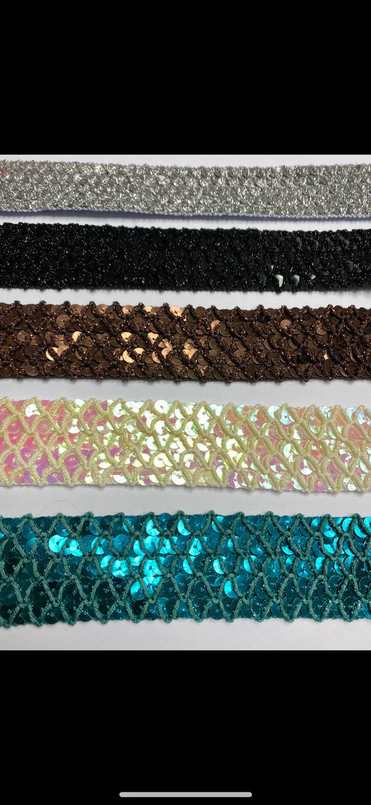 4cm Rigid Sequins & Lurex Trim
