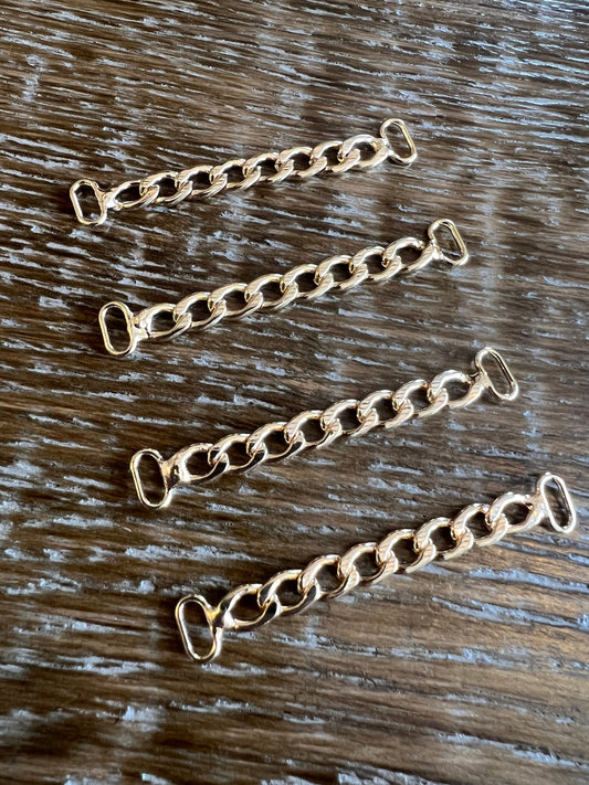 Sew On Coat Hanger, Swimwear Buckle, Bikini Buckles, Gold, Strong Copper, Hanging chain Loops, 5.2cm Long, Extra Strong Metal Sew On