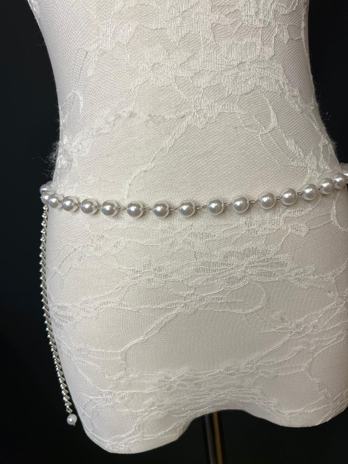 X-long Chain Belt, Pearl Chain Belt, Fashion Belt, Fashion Accessory, UK sizes 4-32, Pearl Belt, Bridal