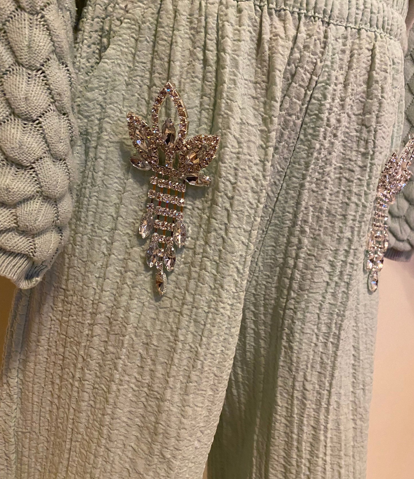 Rhinestone Diamanté Silver Brooch