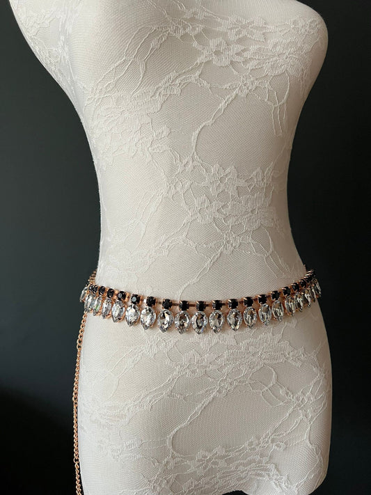 Jeweled Chain Belt, Extra Long Fashion Accessory