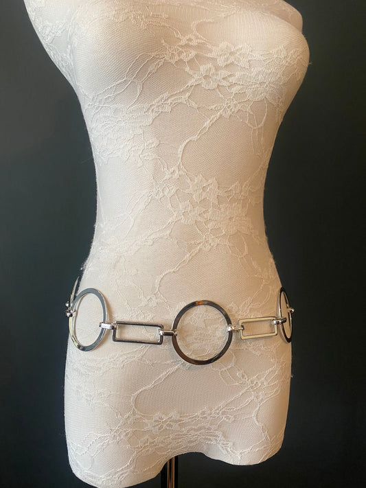 X-Long Belt, Silver Metal Ring Belt, Fashion Belt, Plus Sizes, Ring Belts, High Quality Italian Belt, 2” Rings, Chain Belts, UK Size 4-32