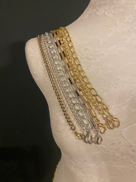 Metal Bra Chain Straps, Gold, Silver, Antique Brass, Bespoke Sizes