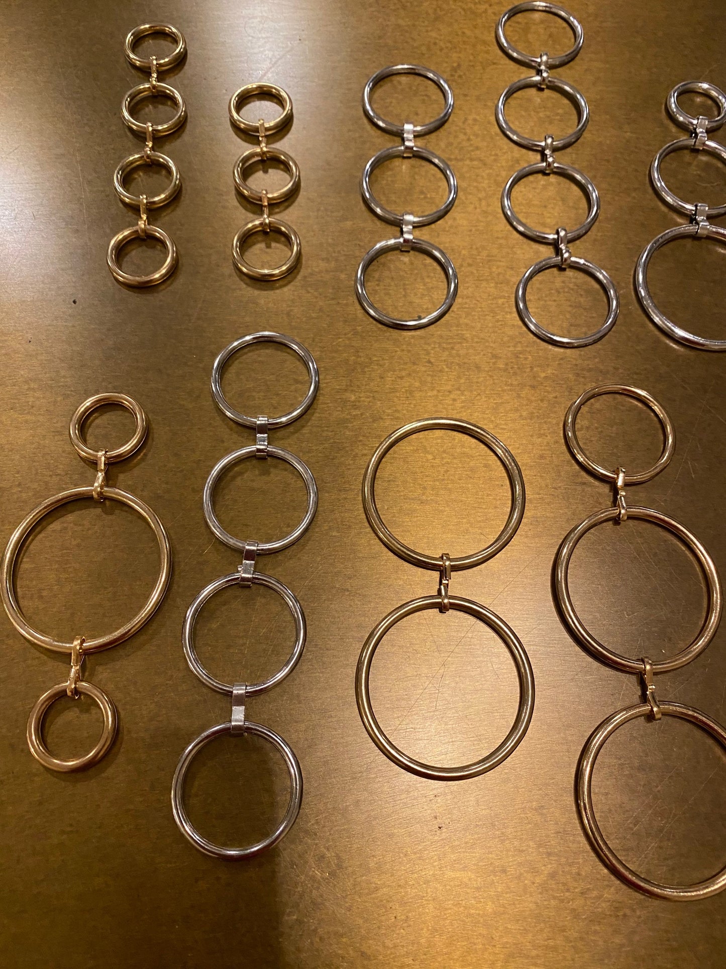 Handmade Linked Ring Buckles, Swimwear Straps, Silver & Gold