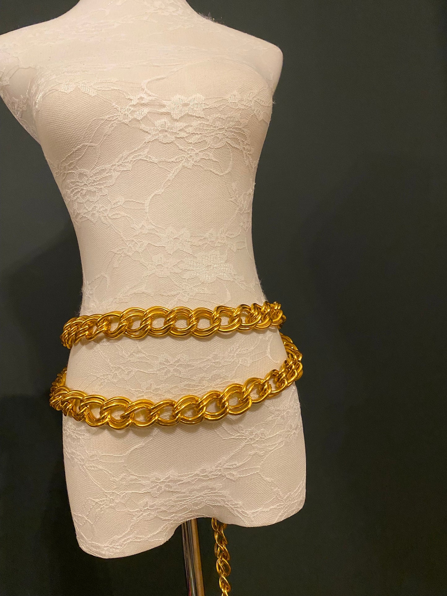 X-long Chunky Double Layer Chain Belt, Heavy Chain Belt, Silver, Gold, Fashion Belt, UK Sizes 2-36