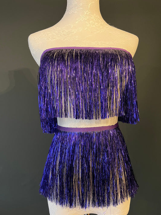 Purple Tinsel Fringe, 8” Wide, Dance Costume Trimming