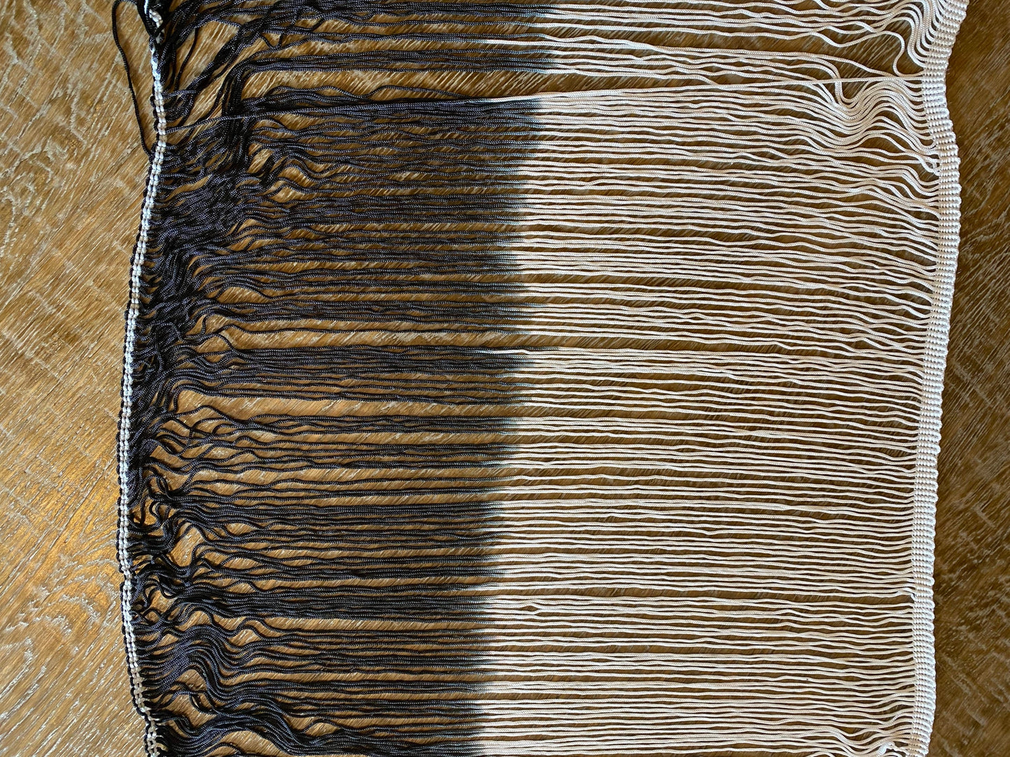 15” wide Fringe, Tie Dye Fringe, Black Ivory Tie Dye Fringe