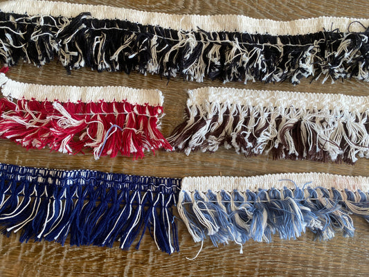 Fringe, Knitted Fringe, Red, Black, Brown, Navy, Blue,