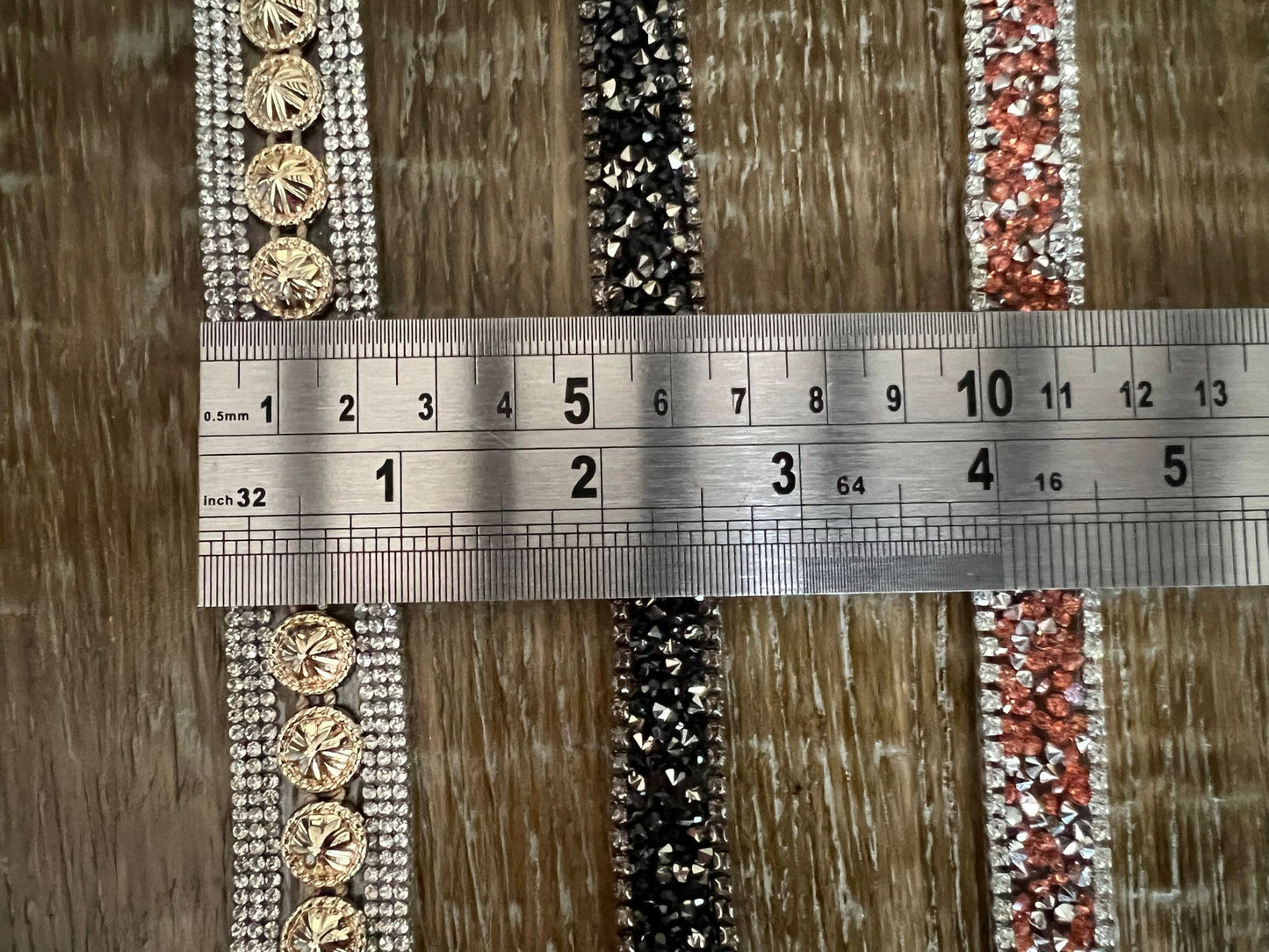 Diamanté Rhinestone Jewel Tape with Glue, Hot Fix Rhinestones with Glue, Easy Iron on Rhinestones, 22mm, 15mm