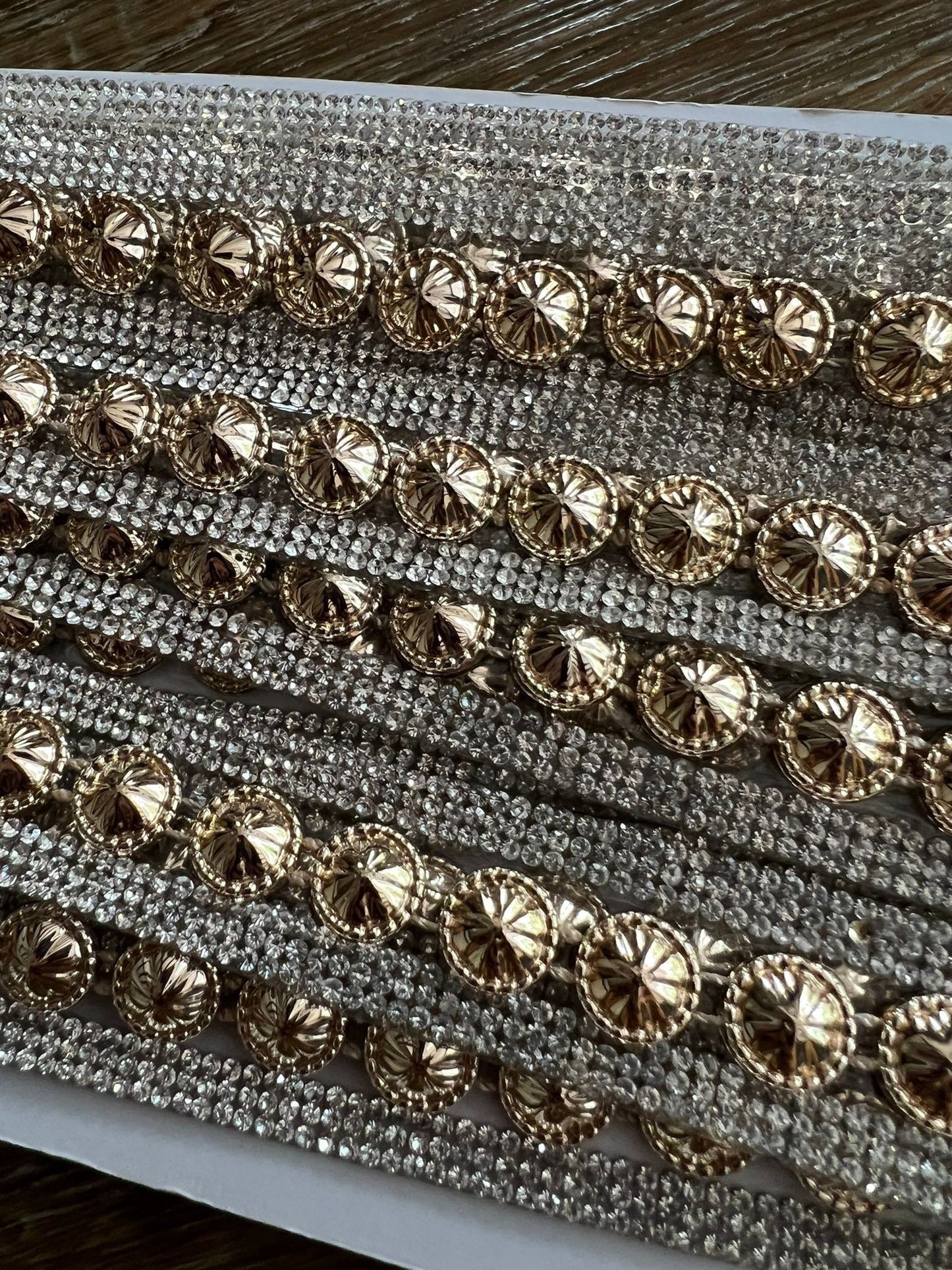 Diamanté Rhinestone Jewel Tape with Glue, Easy Iron on, 22mm, 15mm