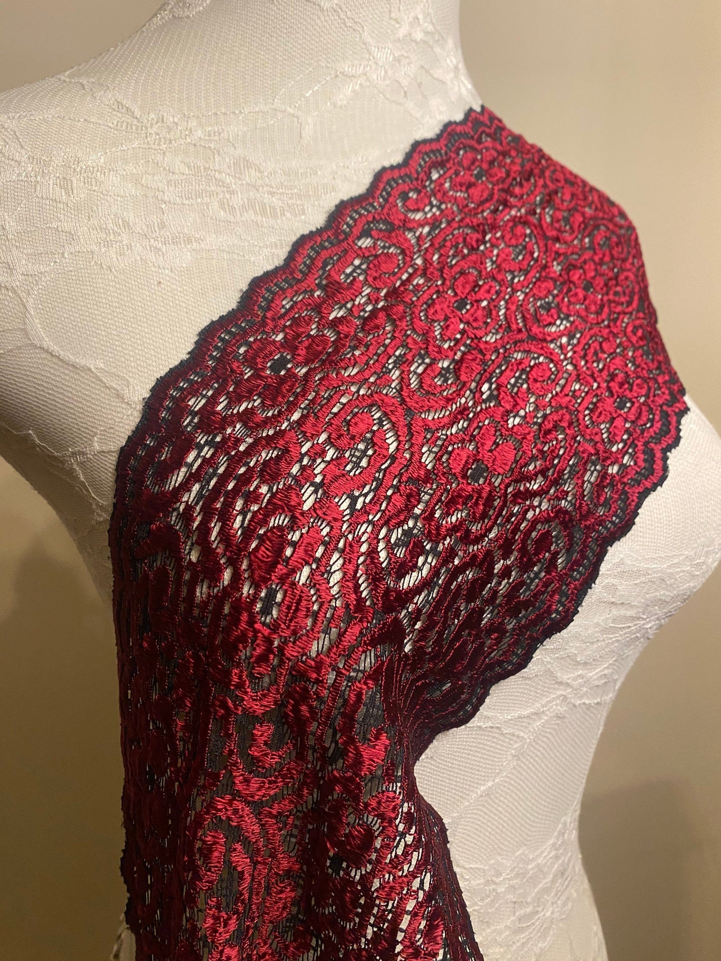 Lace, Red Lace, Stretch Lace