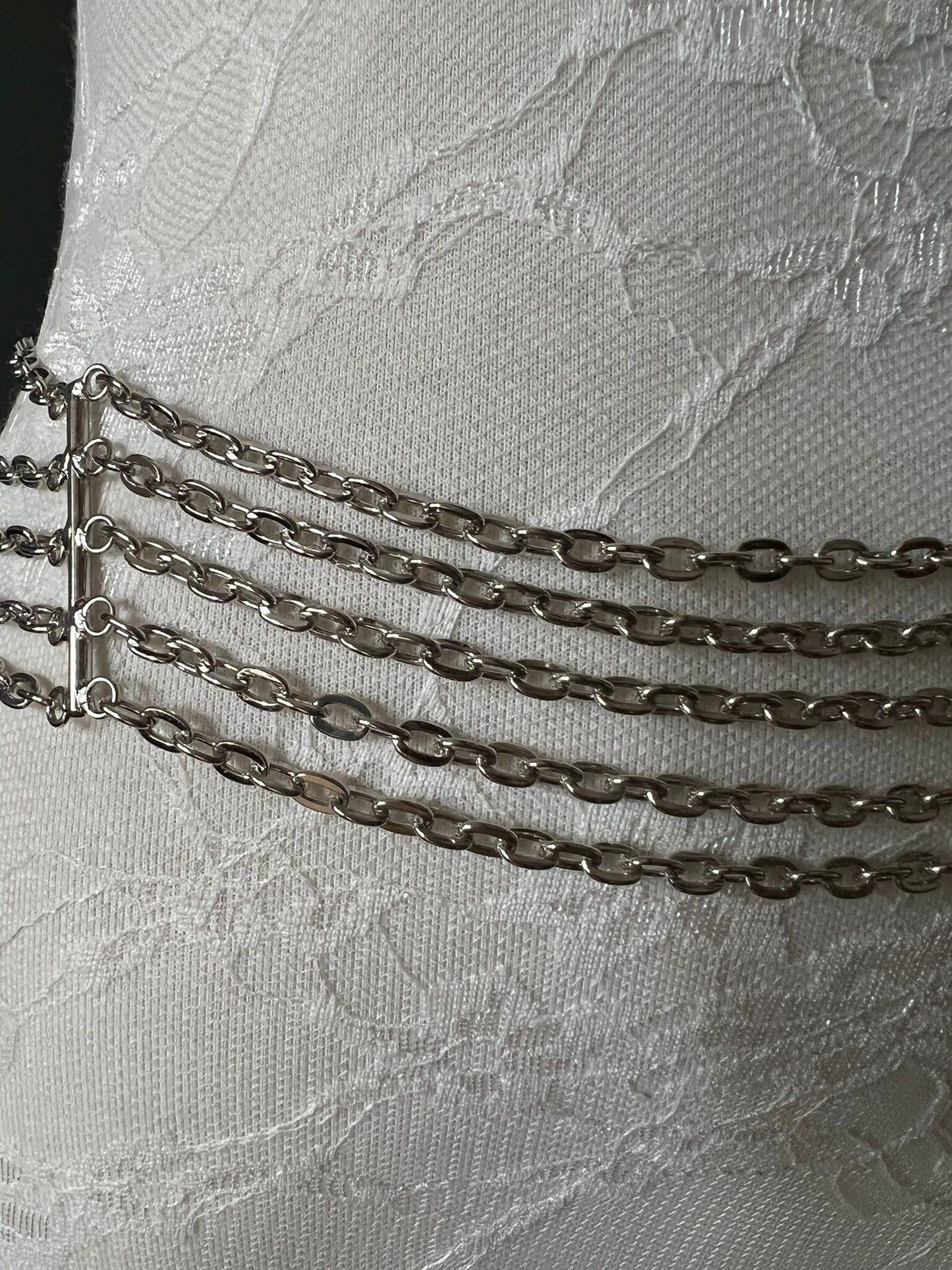 Rhinestone Butterfly Chain Belt, Silver Fashion Belt, UK Size 8-16