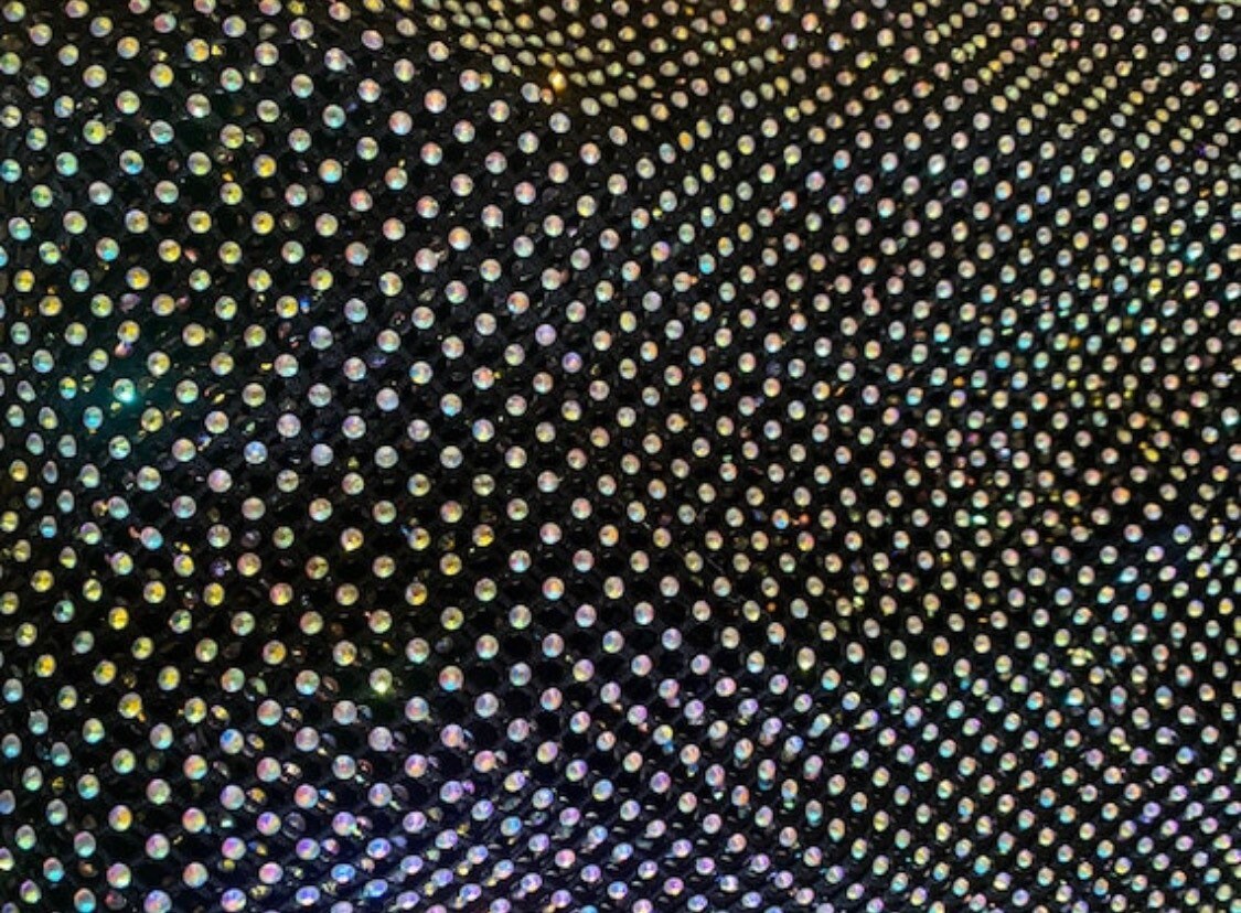 Fishnet Rhinestone Head Scarf, Headscarf, Dress, Rhinestones, Stretch headscarf with Diamanté, Matching Fashionable Rhinestone Fishnet Dress