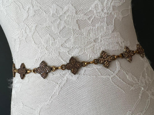 X-long Belt, Rhinestone Chain Belt, Fashion Belt, Vintage Style Belt, Diamanté Chain Belt, Belt Accessory, FAN Fashion Exclusive, Size 2-36