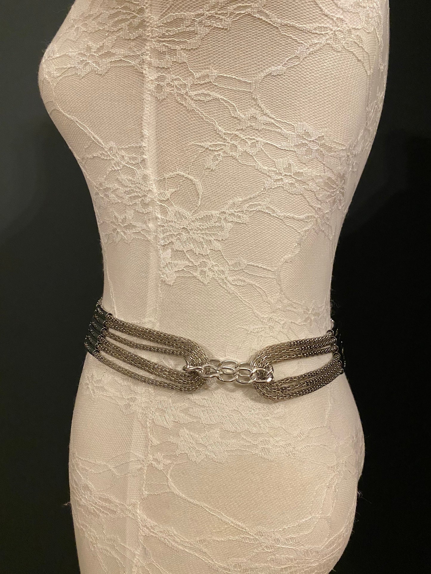 Silver Metal Mesh Chain Belt, Handmade to Measure 18–60 Inch Waist
