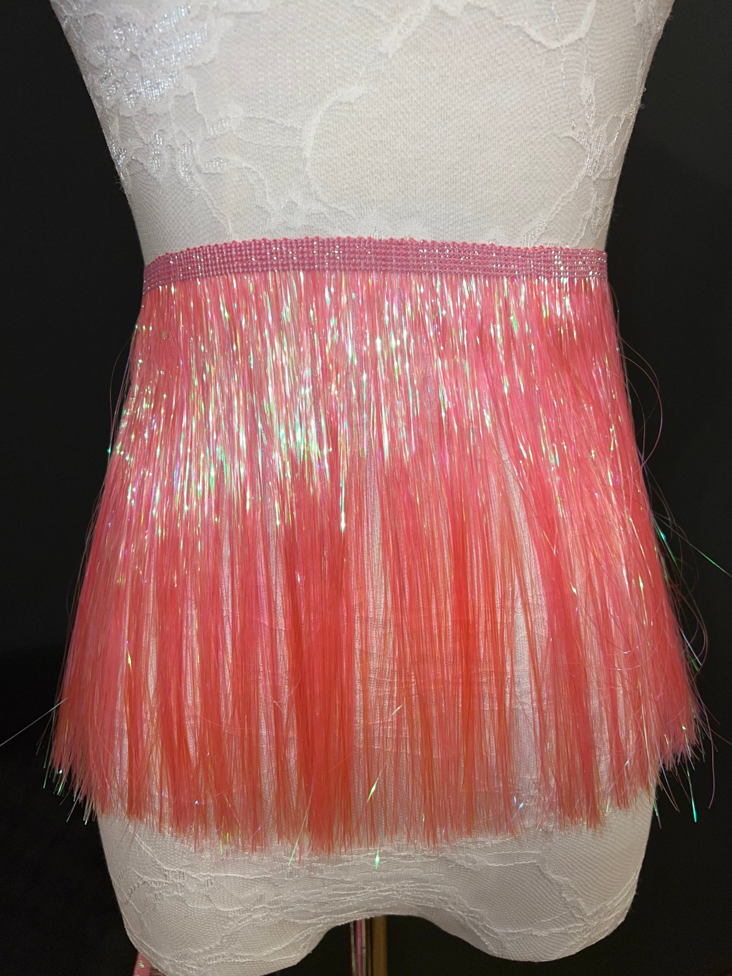 Aqua Blue Tinsel Fringe, 8" Wide, Dance Costume Trimming, 17 Colours