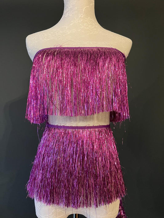 8" Cerise Tinsel Fringe, Dance Costume Trimming, 17 colour options