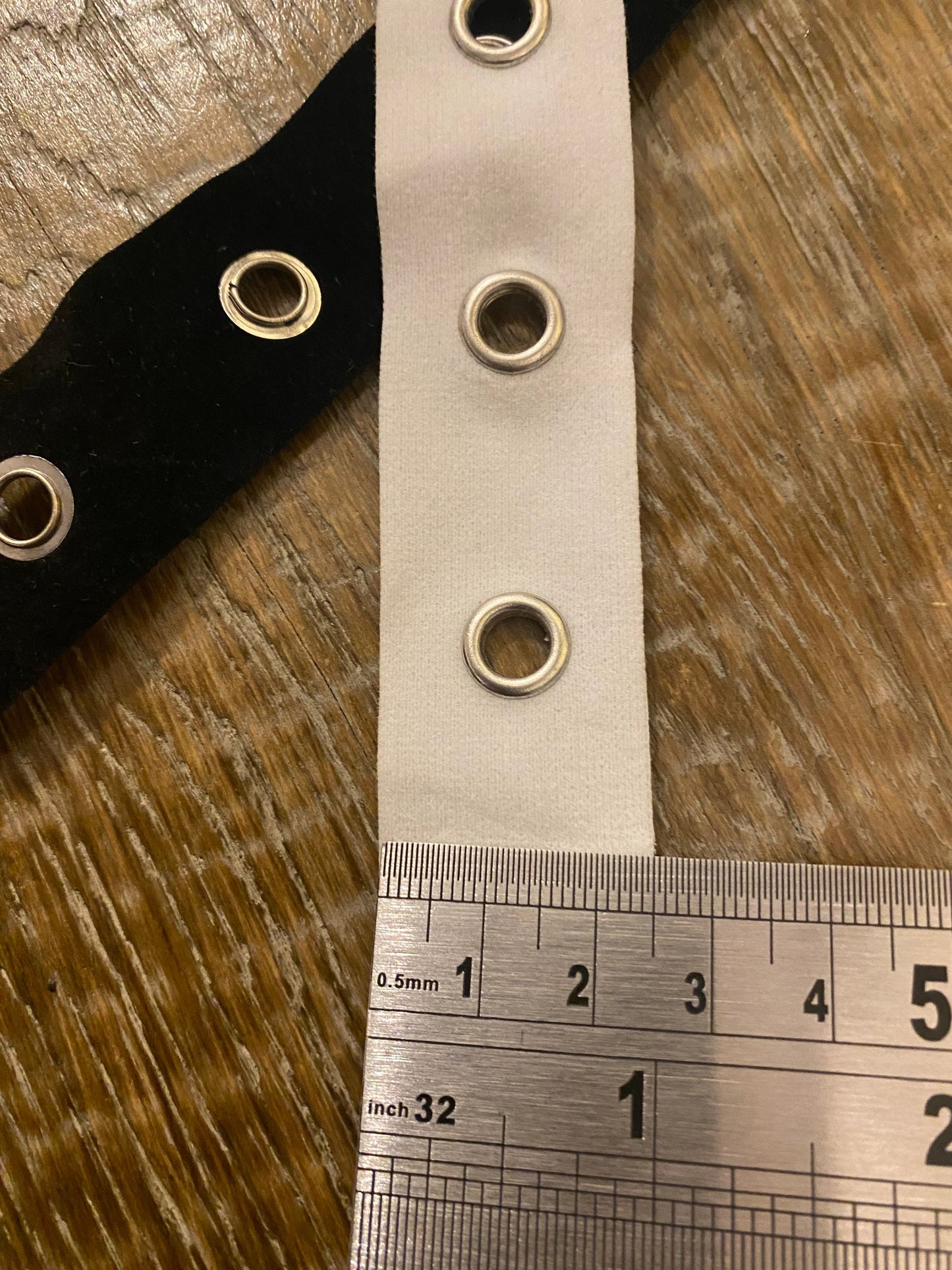 Eyelet tape, 25mm Wide Eyelet Tape, 1”, Soft Faux Velvet material, 32mm Spaced eyelets, Quality Eyelet Tape, Black, White