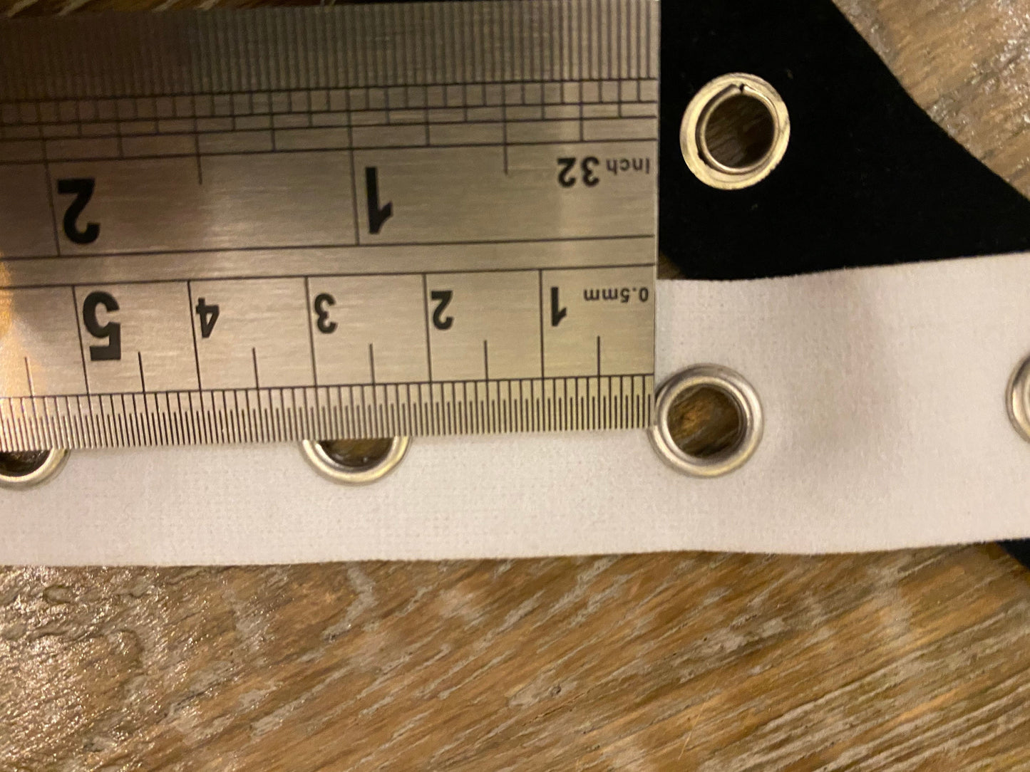 Faux Velvet Eyelet Tape, Silver Eyelets, 25mm Wide