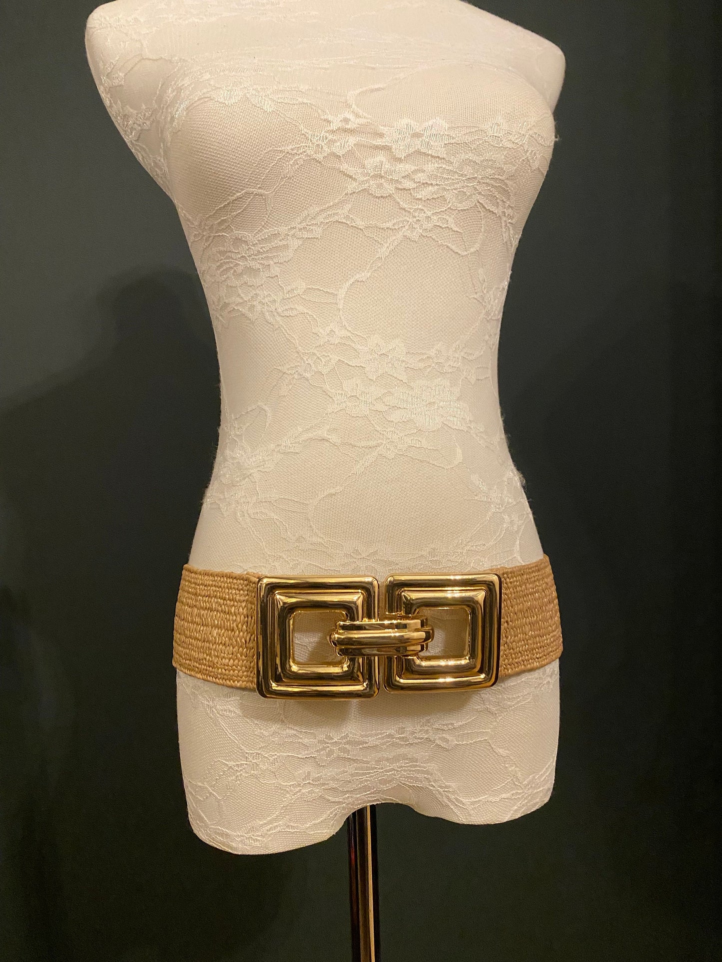 Raffia Belt, Gold Buckle Belt, Fashion Belt, Summer Belt