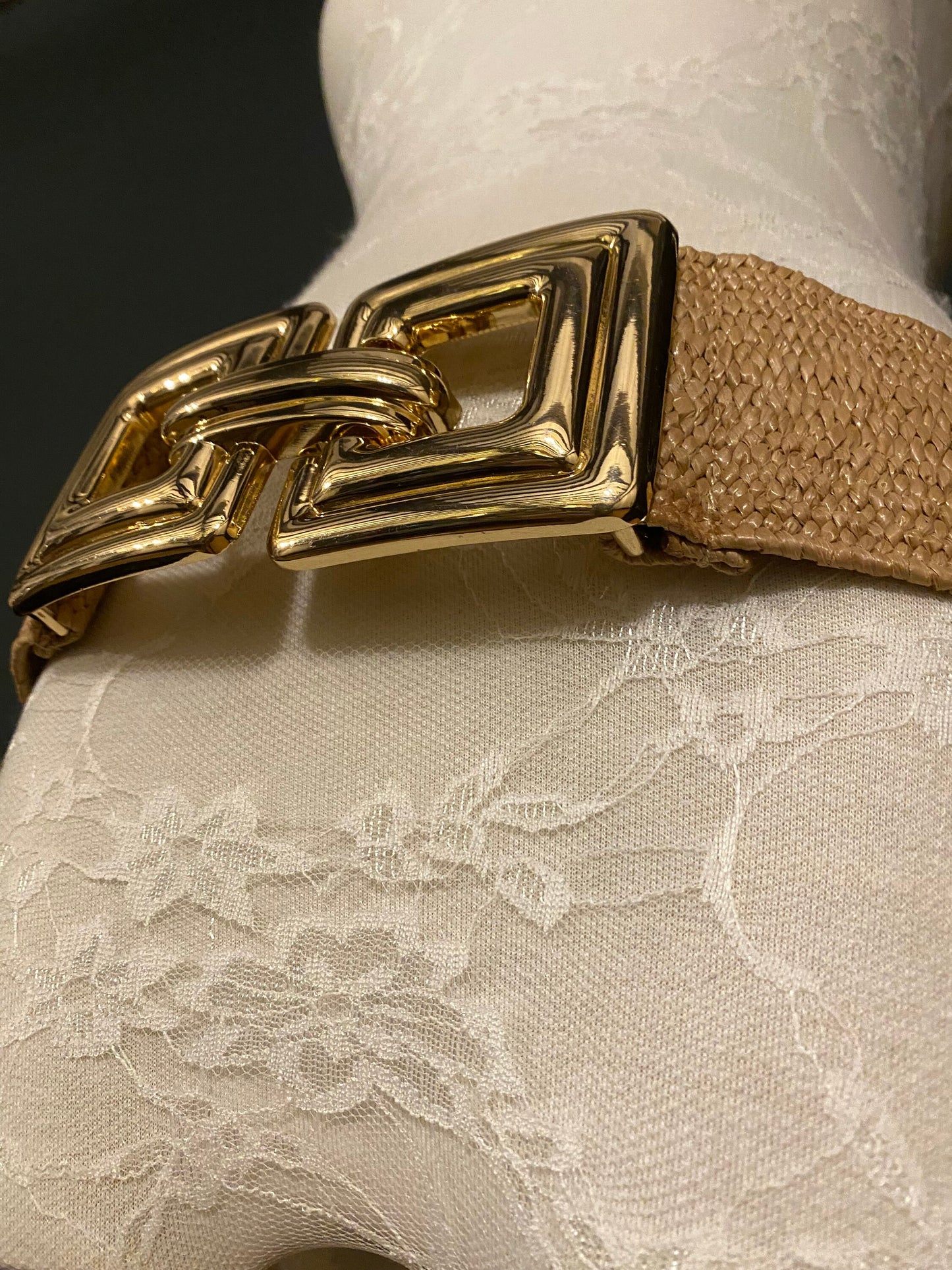 Raffia Belt, Gold Buckle Belt, Fashion Belt, Summer Belt